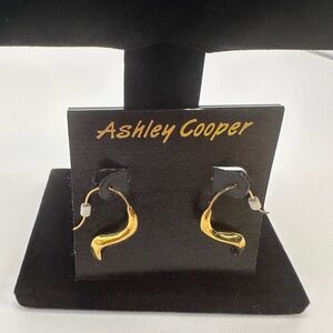 Ashley Cooper Gold-Tone Curved Earrings